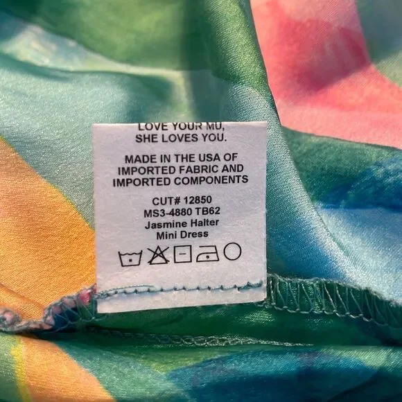 Show Me Your Mumu Jasmine Halter Mini Dress Burst Luxe Satin M - Picture 7 of 9